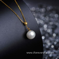 Pearl 18K Solid Gold Necklace Women